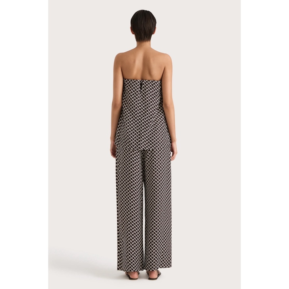 Faithfull the Brand Dalene Pant in Espresso Geo Print Wide Leg Relaxed Chocolate - Picture 6 of 9